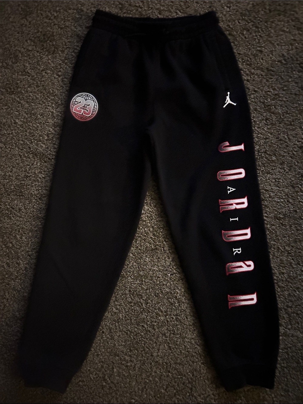 Jordan Black Joggers with Red Logo Accents